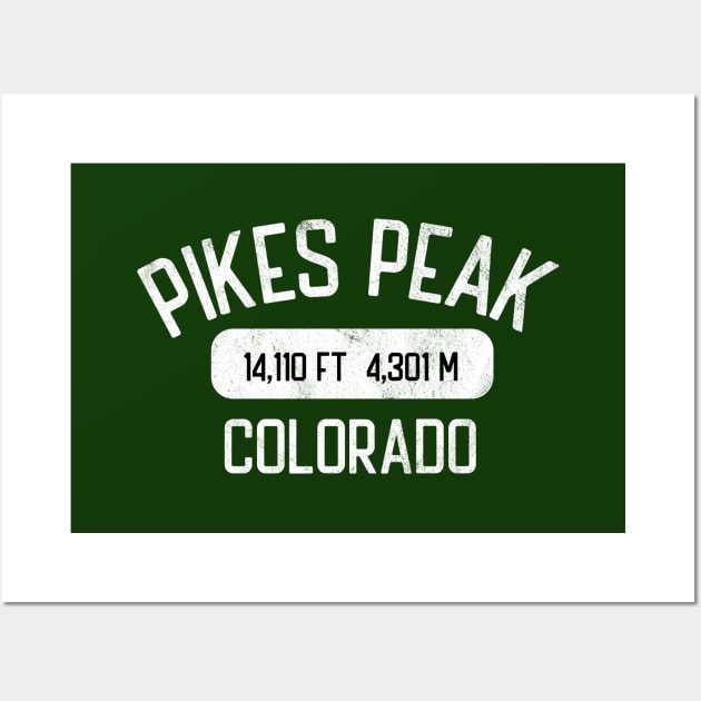 Pikes Peak Colorado Vintage White Athletic 14er Wall Art by TGKelly